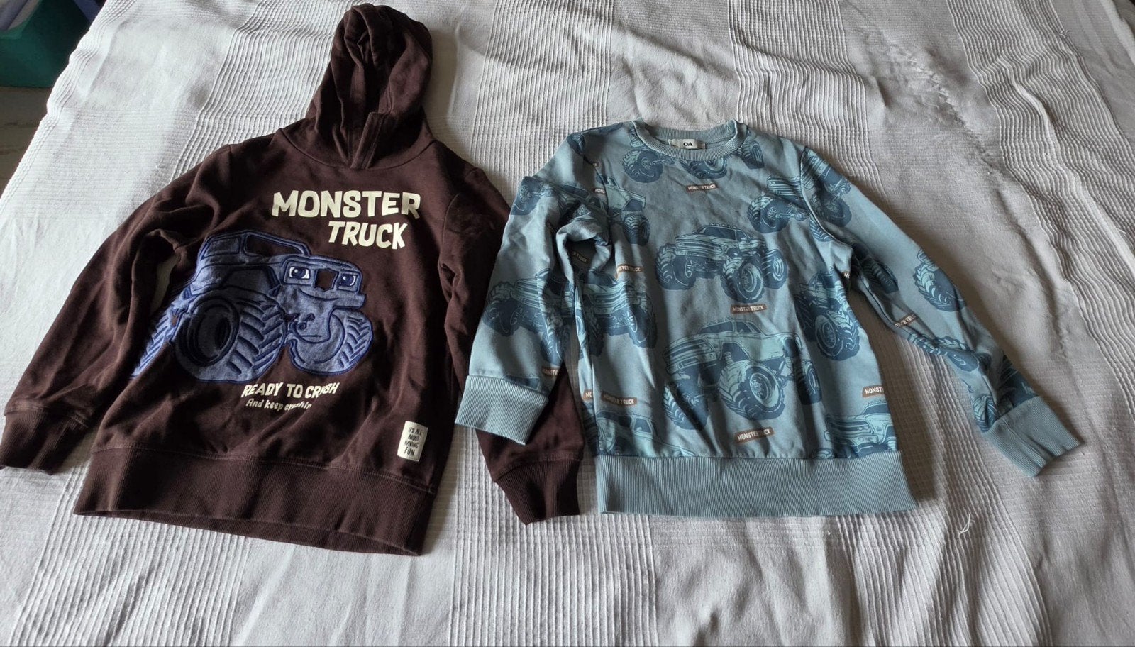 Monstertruck truien set van 2 stuks, maat 134, Gebruikt, Trui of Vest, C & A, Ophalen of Verzenden