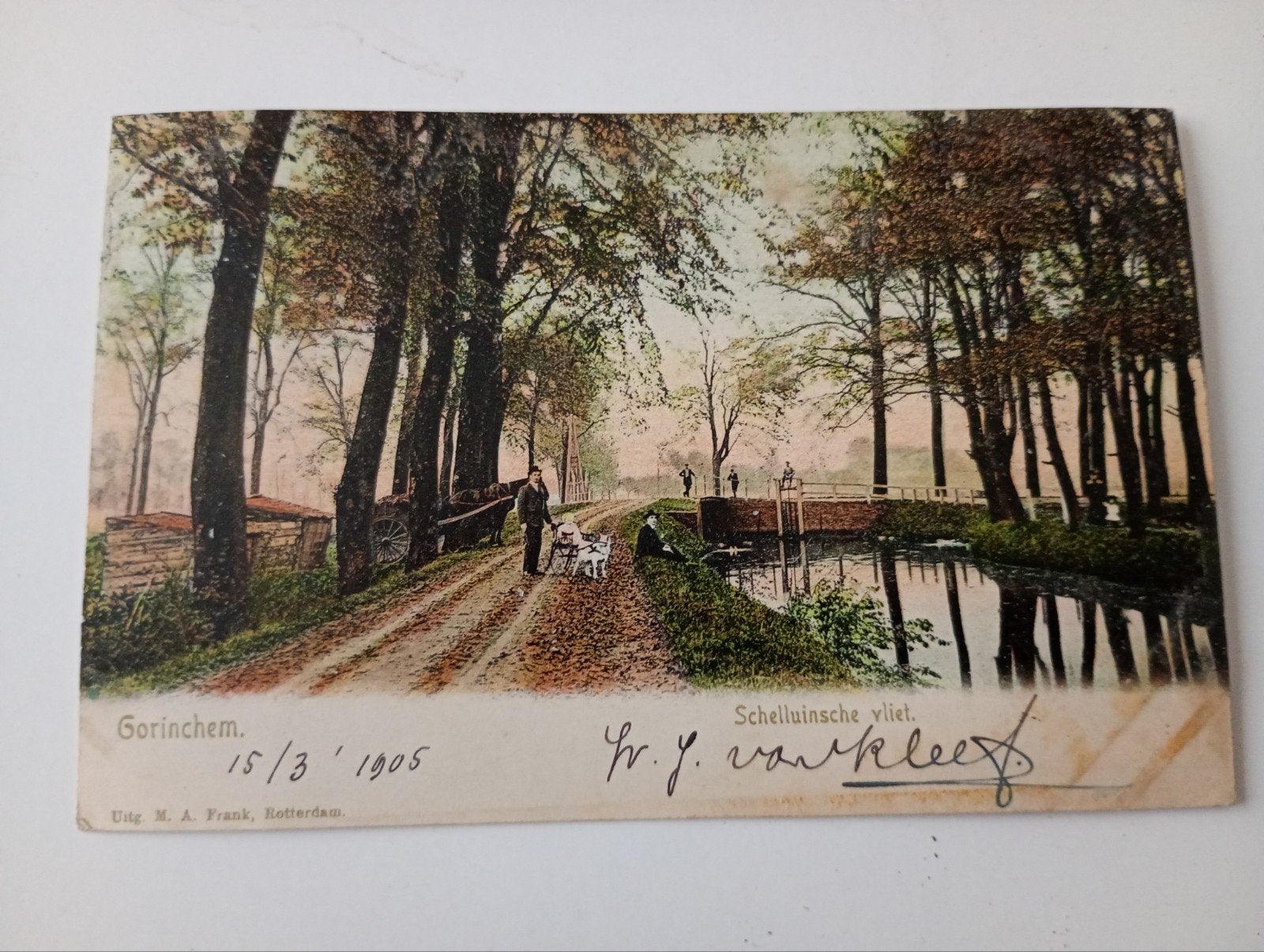 Gorinchem Schelluinsche Vliet met Hondenkar 1905, Ophalen of Verzenden, Voor 1920, Gelopen, Zuid-Holland