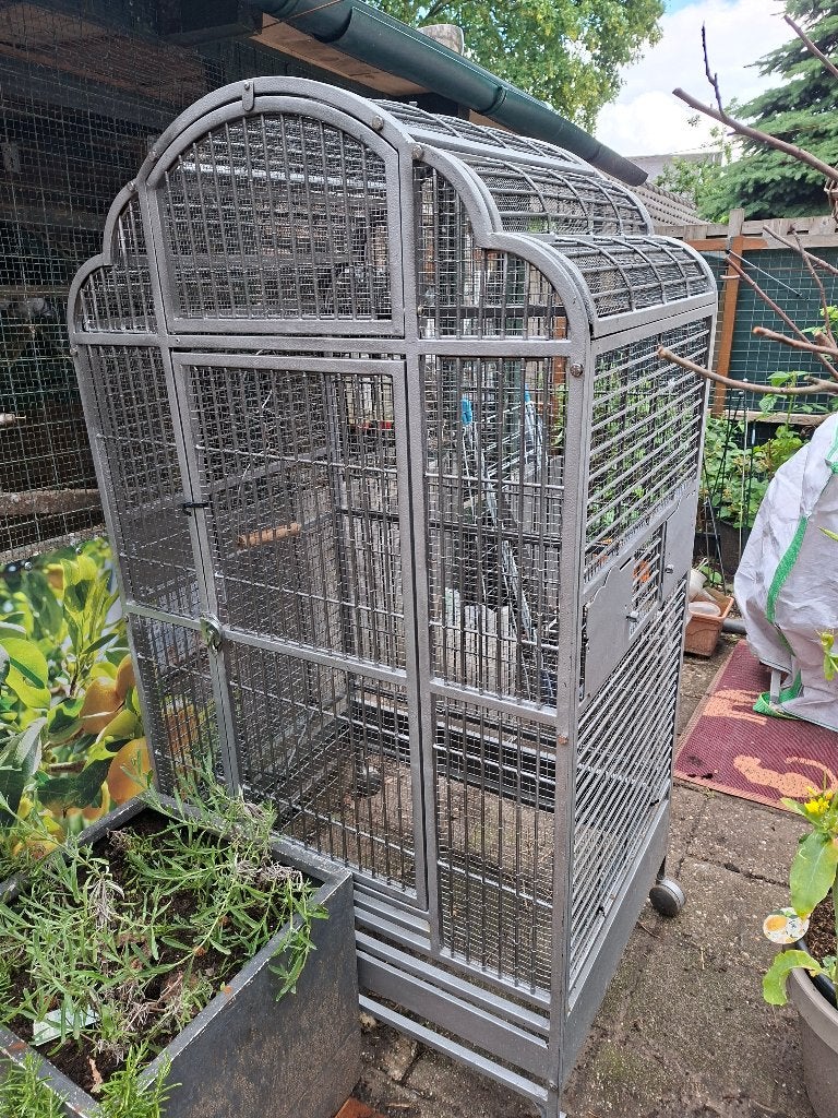 Papagaaienkooi 91x71x174h vogels "katproof", Dieren en Toebehoren, Ophalen, Gebruikt, Metaal, Vogelkooi