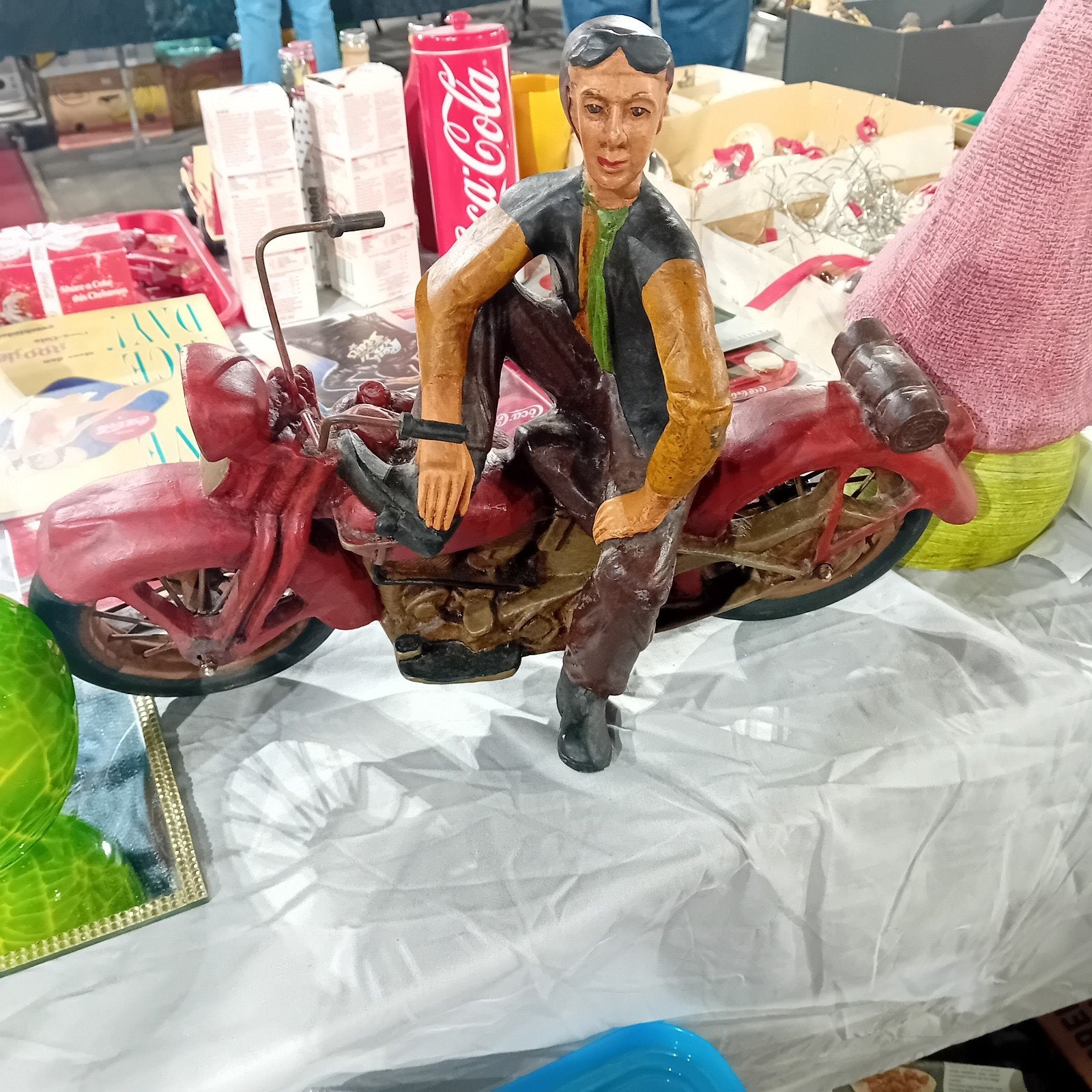 Vintage Motorrijder Beeld op Motor, Verzamelen, Ophalen of Verzenden, Gebruikt, Mens