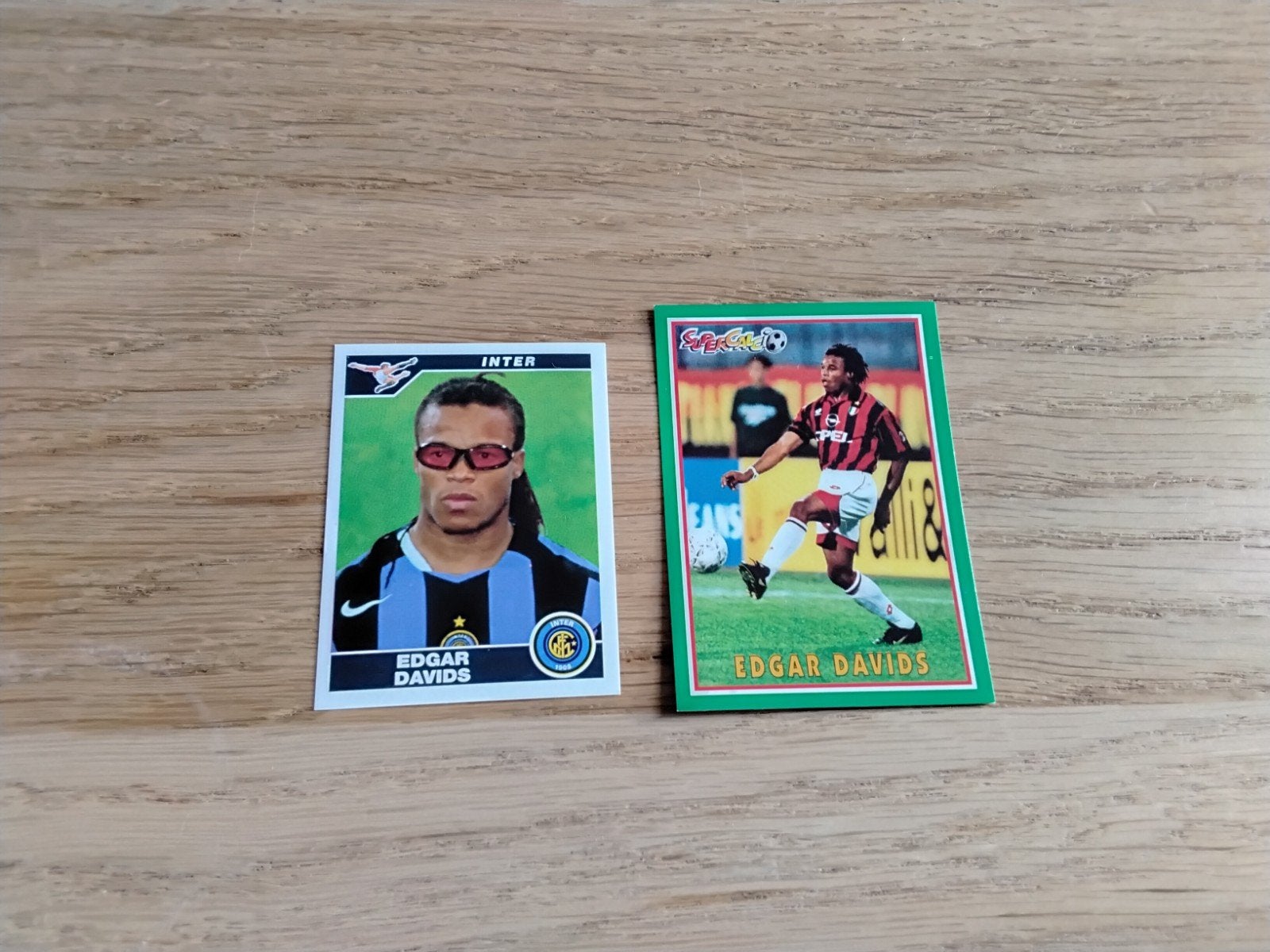 2 Panini stickers Edgar Davids Inter 96/97 & AC Milan 04/05, Ophalen of Verzenden, Zo goed als nieuw, Buitenlandse clubs, Poster, Plaatje of Sticker
