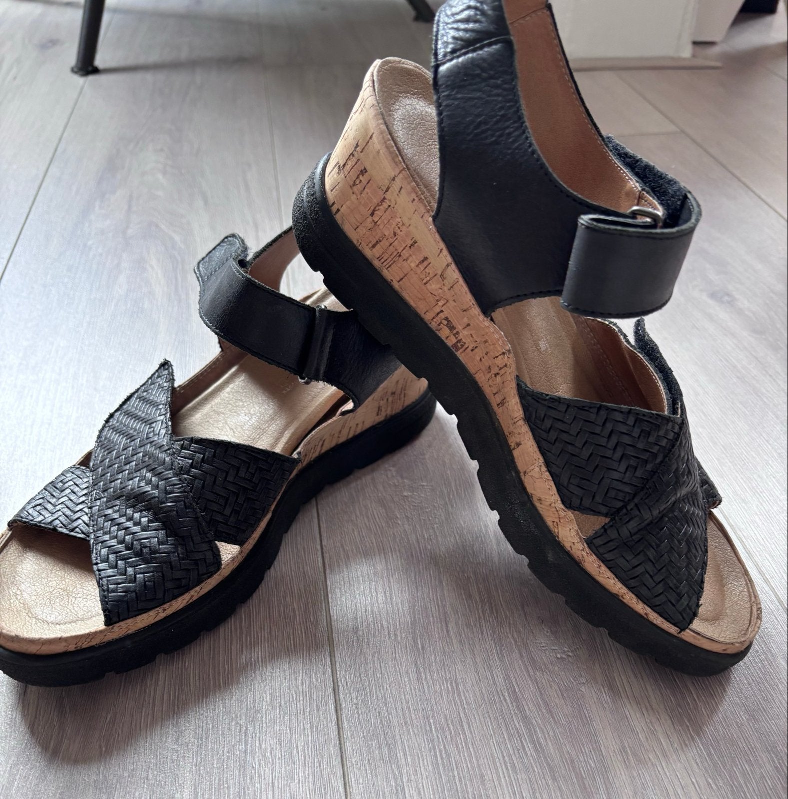 Zwartjes sandalen, maat 40, z.g.a.n. met uitneembaar v, Zwart, Zo goed als nieuw, Sandalen of Muiltjes, Ophalen of Verzenden