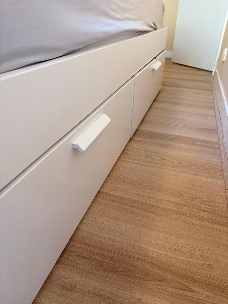 IKEA Brimnes bed 160x200 met opberglades, Gebruikt, Wit, Tweepersoons, Ophalen of Verzenden