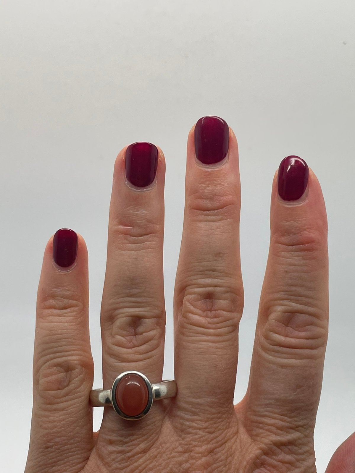 F879 Prachtige zilveren ring oranje steen maat 21, Sieraden, Tassen en Uiterlijk, 20 of groter, Ophalen of Verzenden, X, Dame