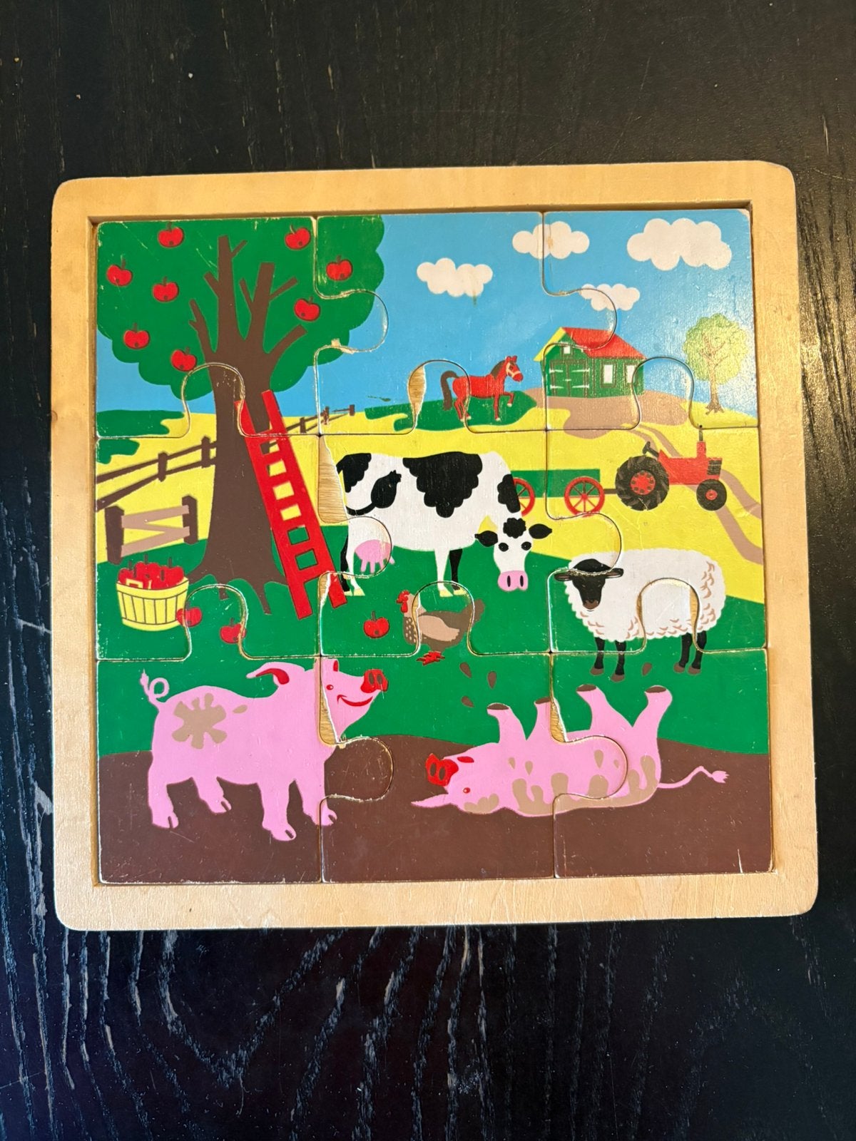 Houten puzzel boerderij dieren, Ophalen, 2 tot 4 jaar, Gebruikt, Van hout