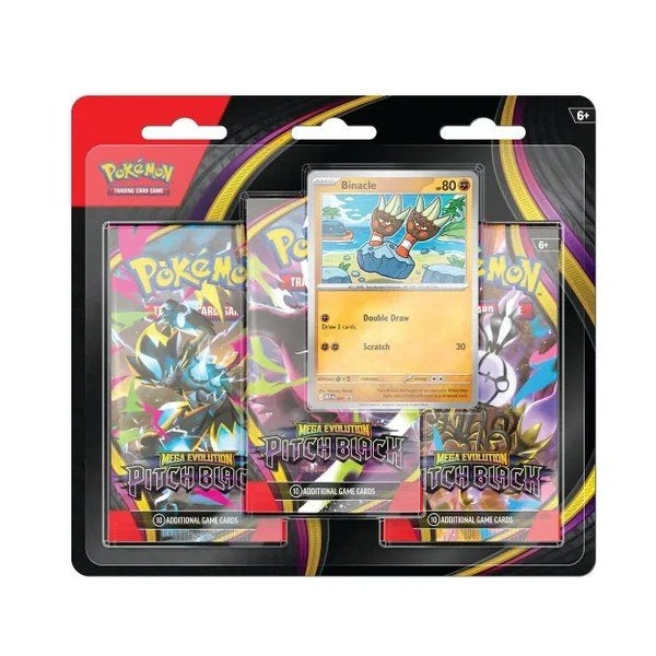 pokemon Pitch Black 3 Pack Blister Binacle meerdere beschik, Ophalen of Verzenden, Nieuw, Booster, Foil