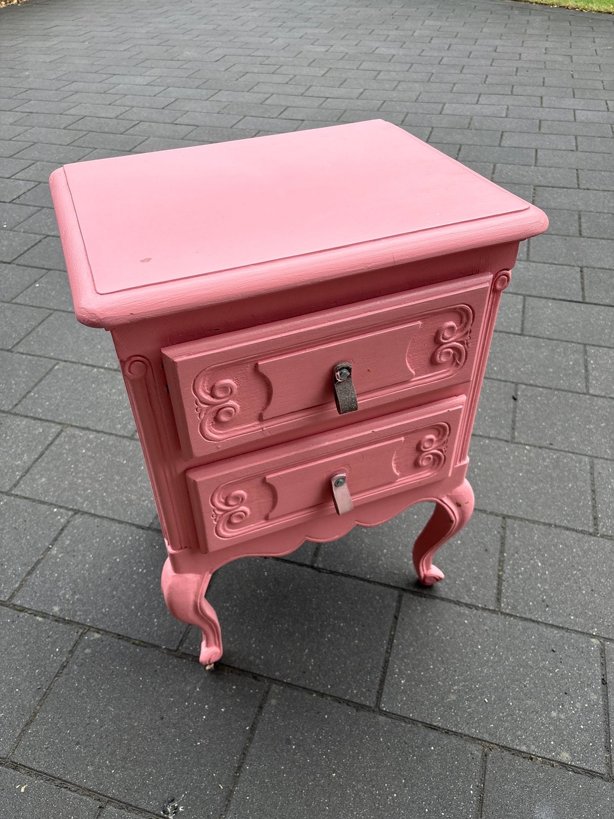 Roze Nachtkastje met Lades - Vintage Stijl, Ophalen, Gebruikt, Minder dan 45 cm, 55 tot 70 cm