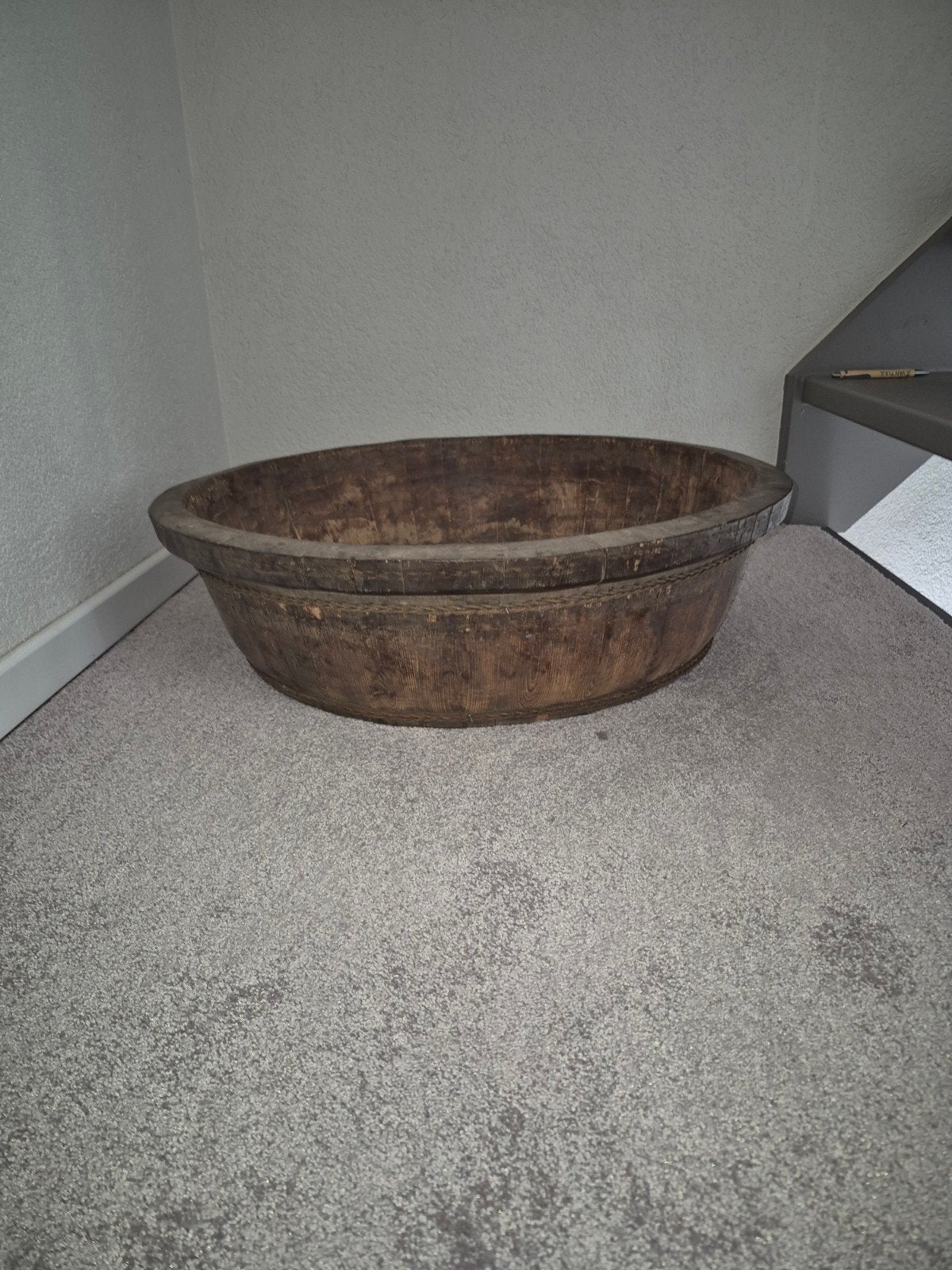 Mooie houten olijfbak, Ophalen, Zo goed als nieuw, Rechthoekig, Hout