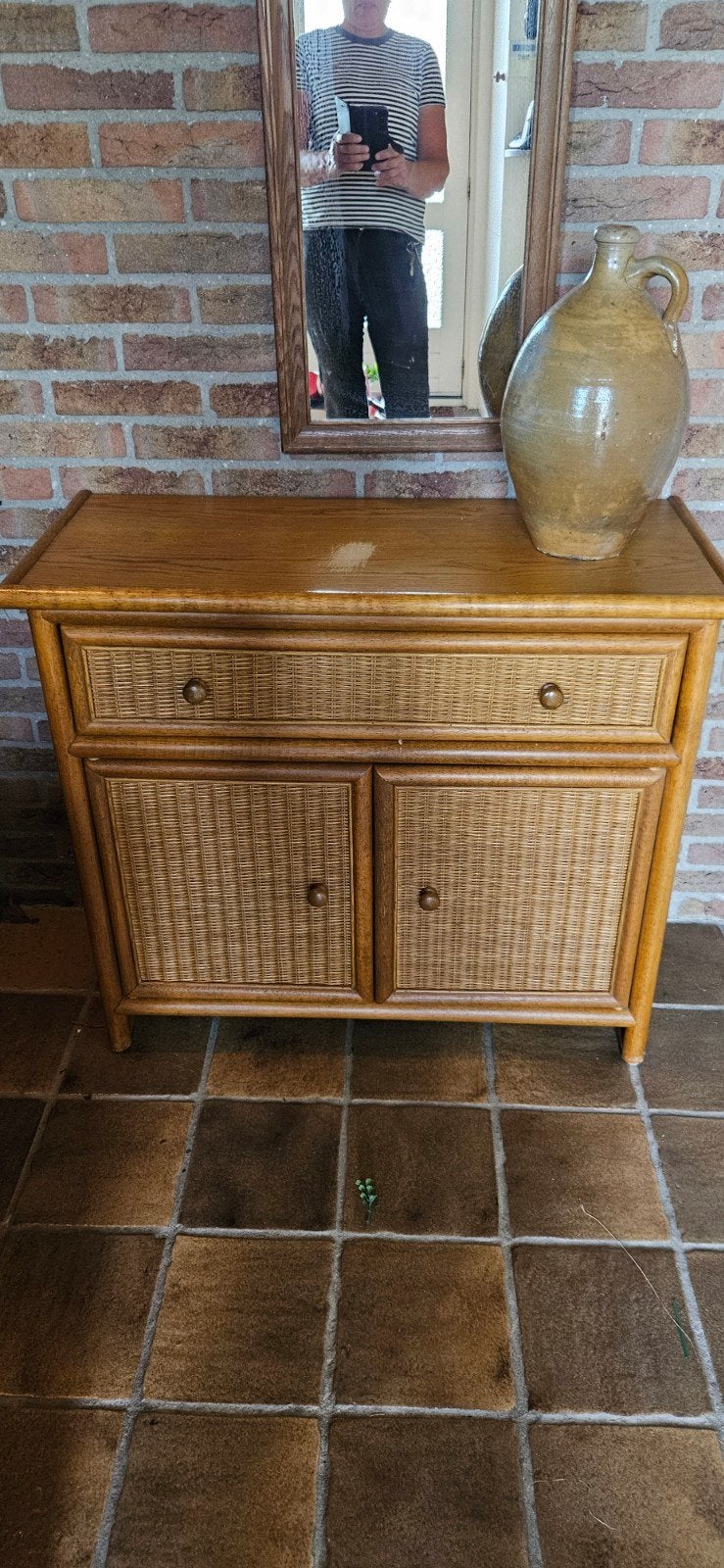 Rotan dressoir met lade en deuren, Ophalen, Gebruikt, Met lade(s), Boho, Rotan, Vintage