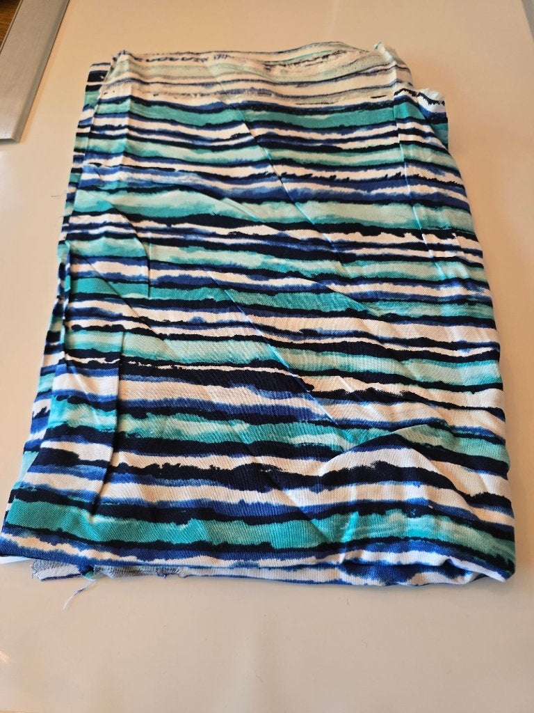 viscose stripes groen/blauw (109), Overige materialen, Blauw, 120 cm of meer, Nieuw