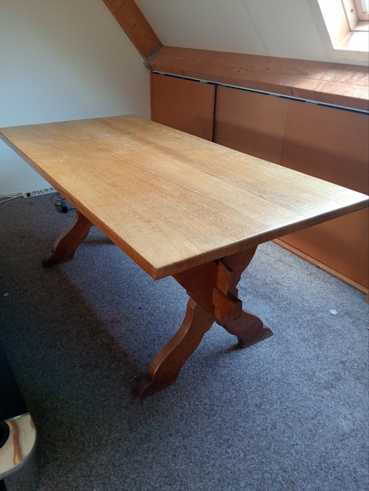 Massief eiken kloostertafel / landelijke eettafel, Huis en Inrichting, Tafels | Eettafels, Ophalen, Gebruikt, Kloostertafel, Landelijk