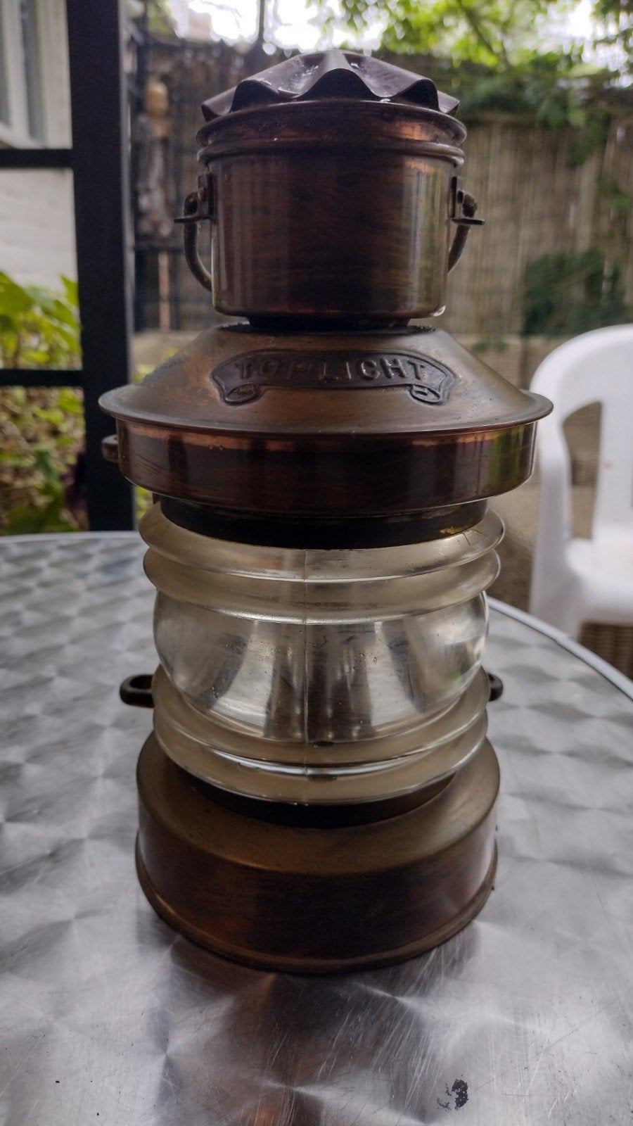 Originele Koperen Toplicht Scheepslamp met Brander, Antiek en Kunst, Ophalen of Verzenden