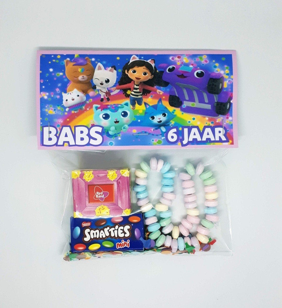Traktatie Gabby's Dollhouse of ieder ander gewenst thema, Ophalen of Verzenden, Nieuw, Versiering, Verjaardag