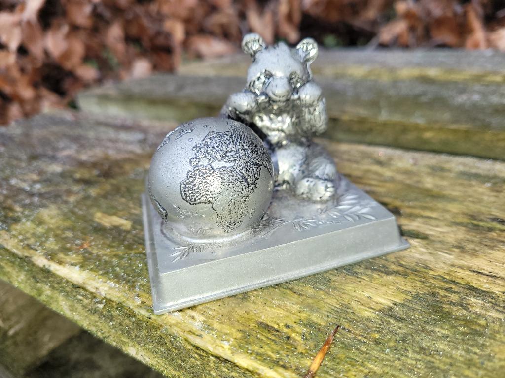schitterende vintage verzilverde panda beeld van wwf, Verzamelen, Beelden en Beeldjes, Ophalen of Verzenden
