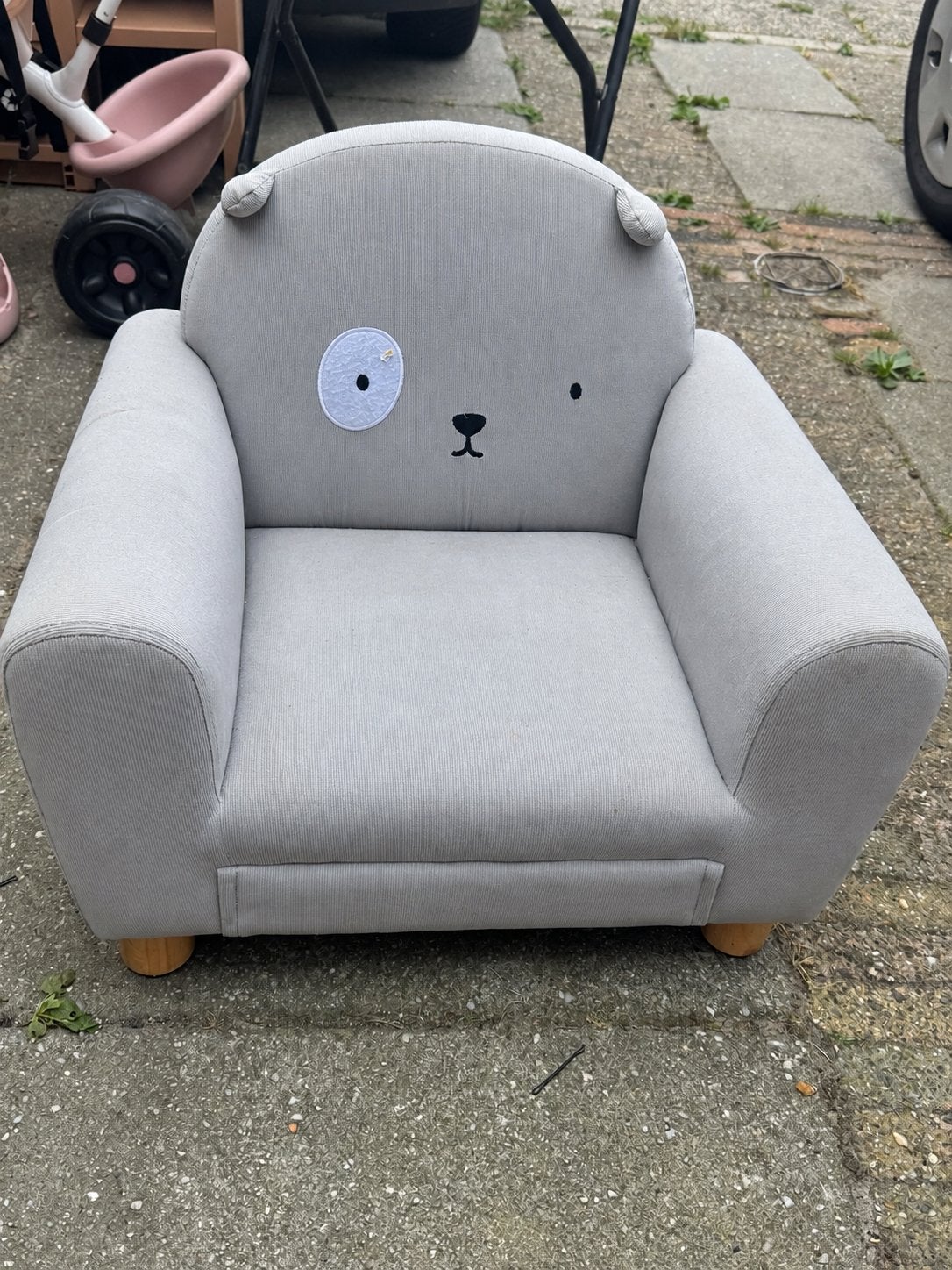 Kinderfauteuil / kinderstoel grijs met beertje, Kinderen en Baby's, Ophalen, Zo goed als nieuw, Overige typen