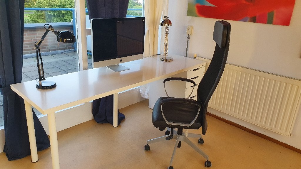Bureau, wit, 200x60 cm Ikea LAGKAPTEN, incl ladeblok, Ophalen, Gebruikt