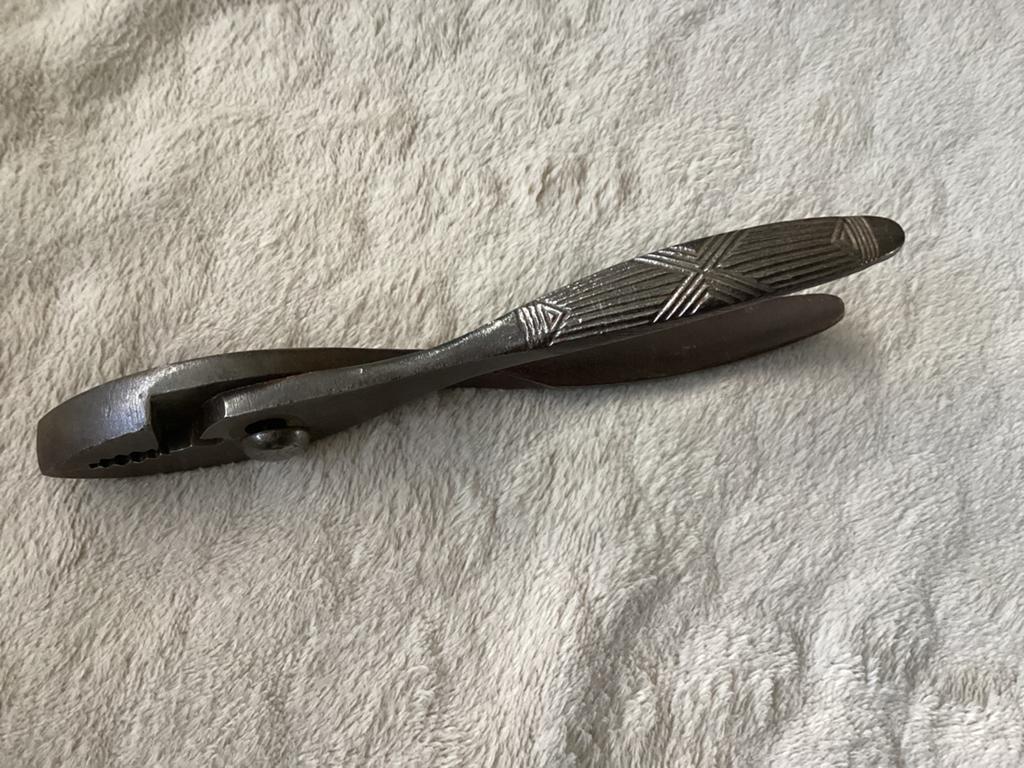 Antieke zeldzame schuifscharnier tang,handgreep bewerkt,14cm, Ophalen of Verzenden