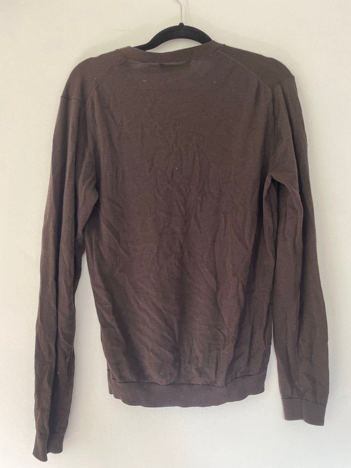 Bruine V-hals pullover van Genti merino wol, Ophalen of Verzenden, Gedragen, Maat 48/50 (M), Bruin