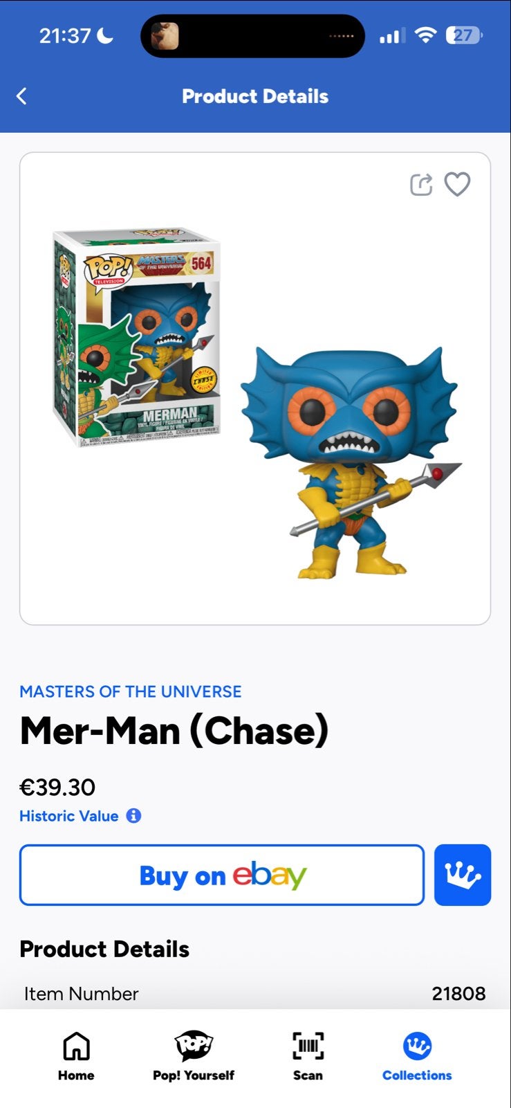 Funko Pop! Masters of the Universe Mer-Man (Chase), Ophalen of Verzenden, Zo goed als nieuw