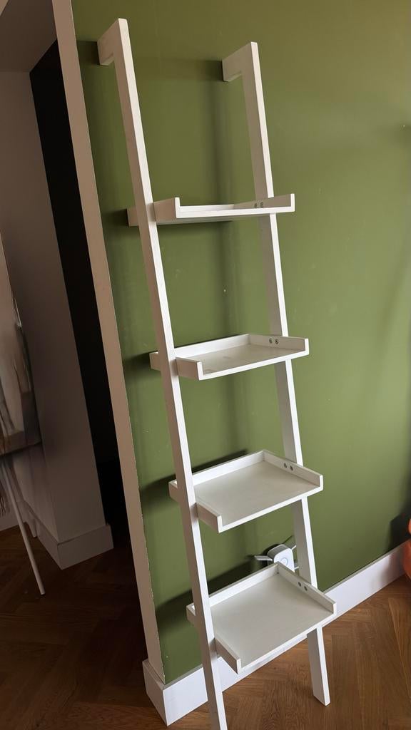 Witte wandrek/boekenplank - Ladder design, Ophalen, Gebruikt