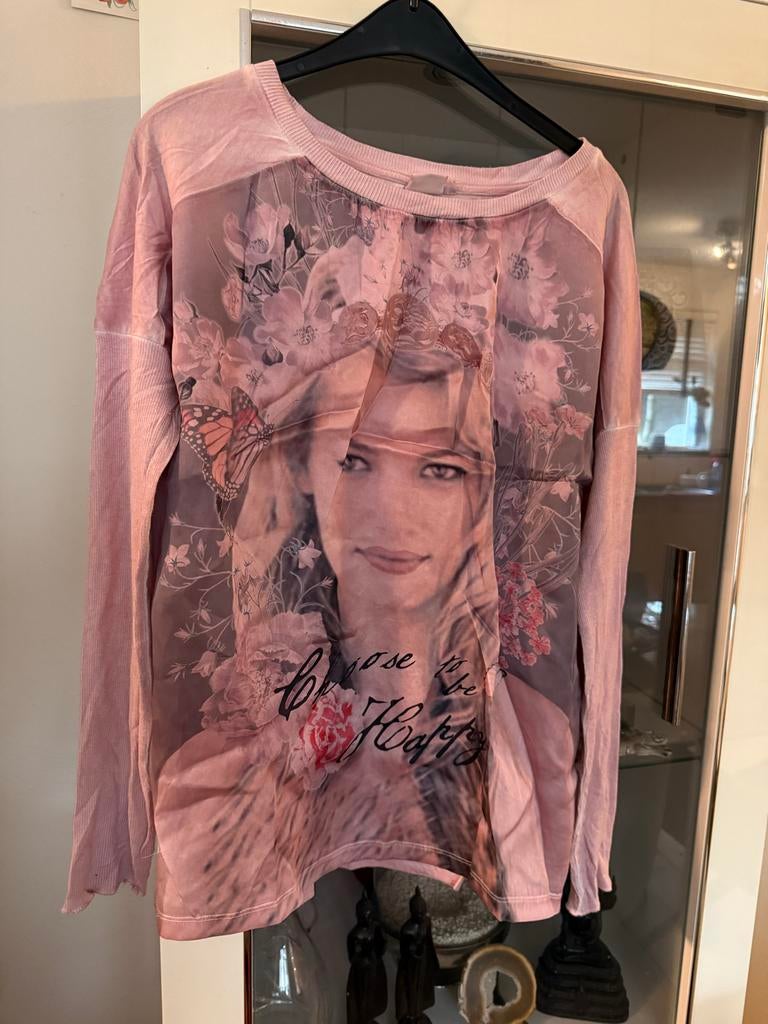 Roze T-shirt met lange mouwen en print maat L citylife, Maat 38/40 (M), Ophalen of Verzenden, Zo goed als nieuw, Lange mouw