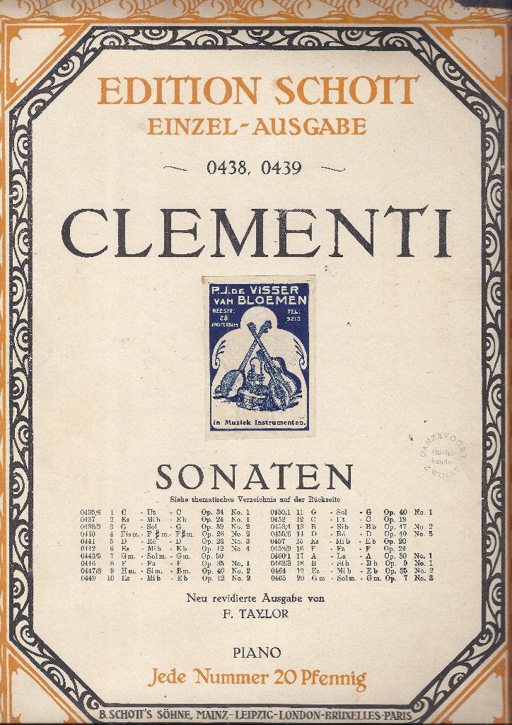 Bo663 bladmuziek clementi sonaten, Ophalen of Verzenden, Gebruikt, Artiest of Componist, Klassiek