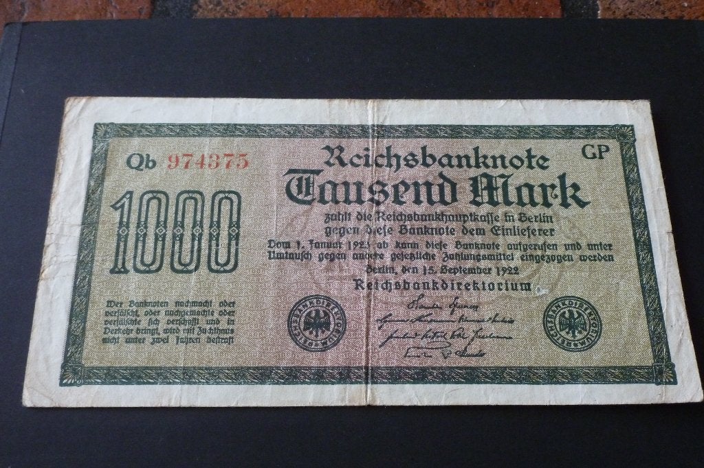 Bankbiljet - Duitsland - oud biljet 1000 mark 1922 fr+/zf-, Postzegels en Munten, Ophalen of Verzenden, Duitsland, Los biljet