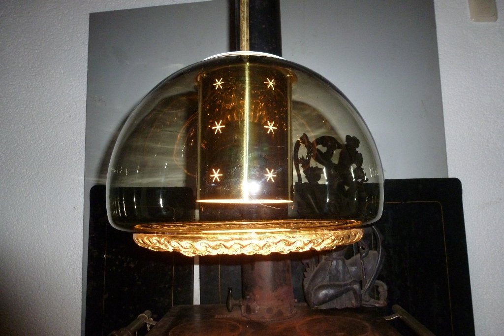 DORIA,HANGLAMP,SIXTIES,ZEVENTIES,POP,VINTAGE, Huis en Inrichting, Gebruikt, Glas, SIXTIES,ZEVENTIES,POP,MID-CENTURY, E27 (groot)