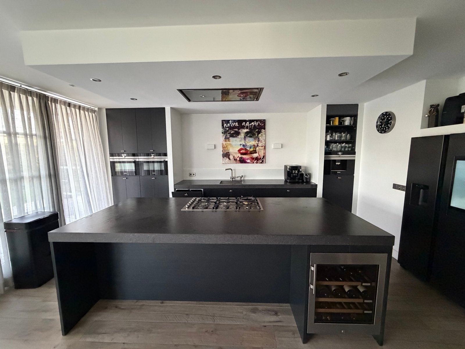 Keukenbladen composiet zwart/grijs + apperatuur, Huis en Inrichting, Keuken | Keukenelementen, Ophalen, Gebruikt, 50 tot 100 cm