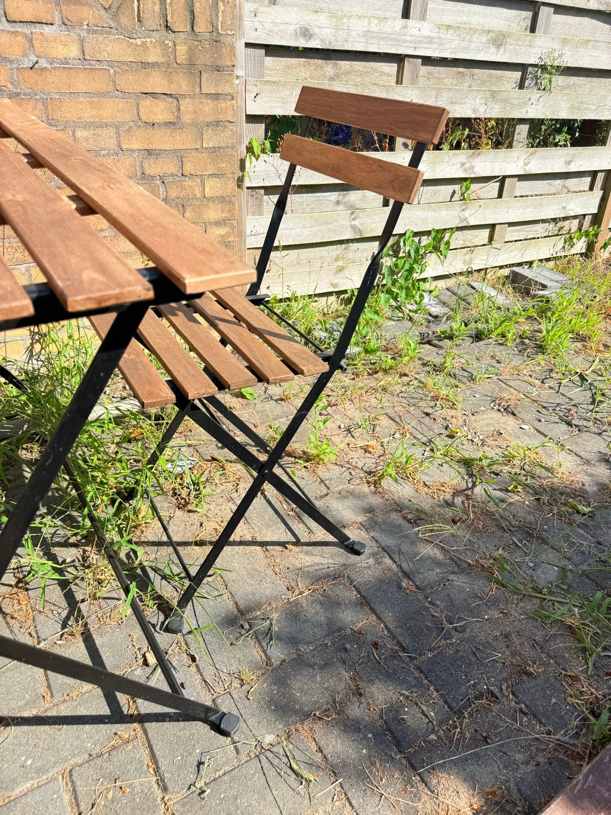 Foldable outdoor table and chair, Ophalen, Gebruikt, Rond, Hout