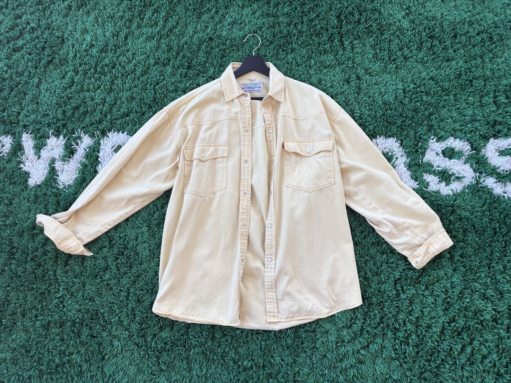Levi's vintage western shirt - cream - XL, Levi's, Beige, Maat 56/58 (XL), Ophalen of Verzenden