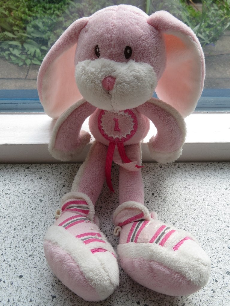 Konijn merk Happy Horse roze velours Sport met medaille nr 1, Gebruikt, Happy Horse, Konijn, Wasbaar