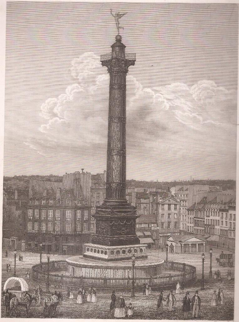 Vues de Paris Colonne de Juillet Prise au Daguerreotype. Cha, 1800 - 1899, Architectuur, Ophalen of Verzenden, 24 cm