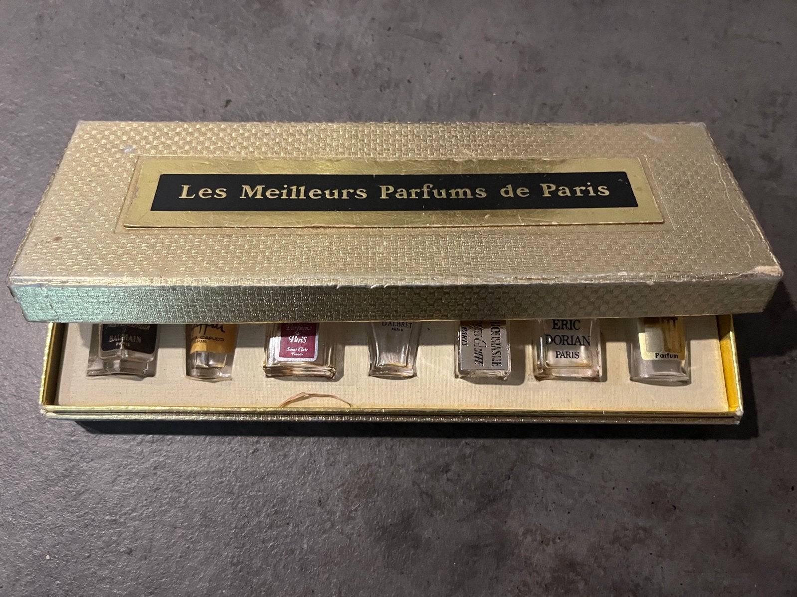 Vintage Parfum Miniatuur Set - Les Meilleurs Parfums de Pari, Ophalen of Verzenden, Gebruikt