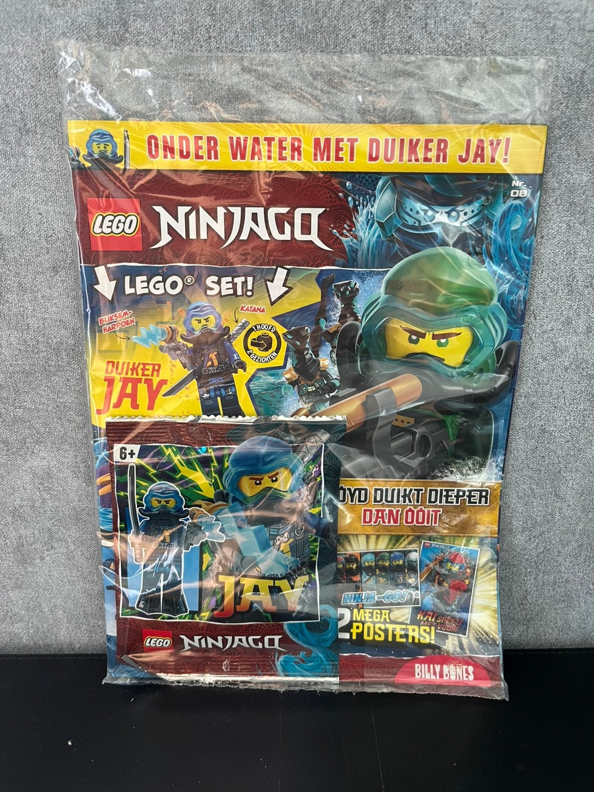 Lego Ninjago magazine met duiker Jay, Inclusief minifiguren, Lego, Nieuw, Ophalen of Verzenden