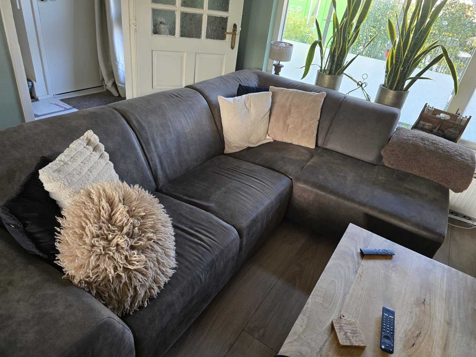 Comfortabele Hoekbank - Grijs, Zo goed als nieuw, Ophalen, 250 tot 300 cm, 100 tot 125 cm, Hoekbank