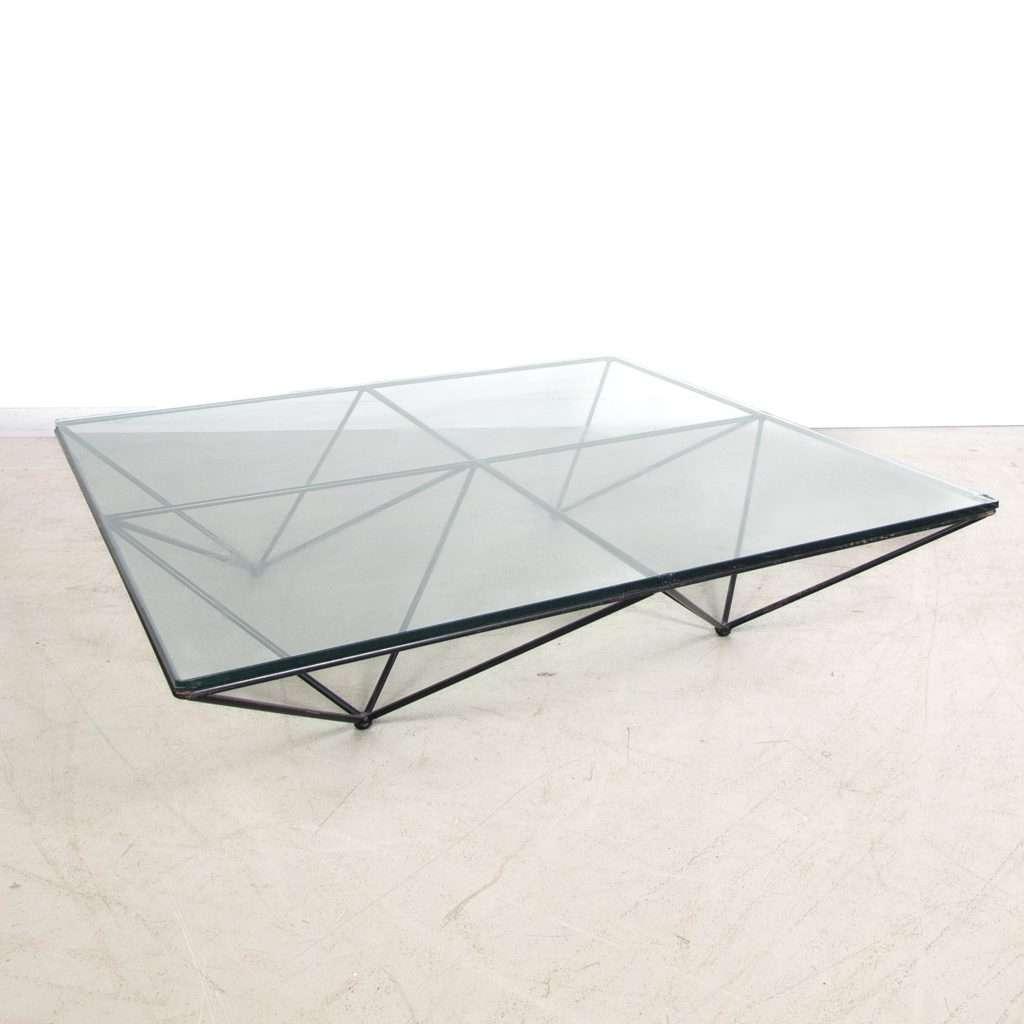 B&B Italia Alanda '18 Salontafel Glas - Zwart Staal, Niet ingevuld, Gebruikt, Glas, Minder dan 50 cm