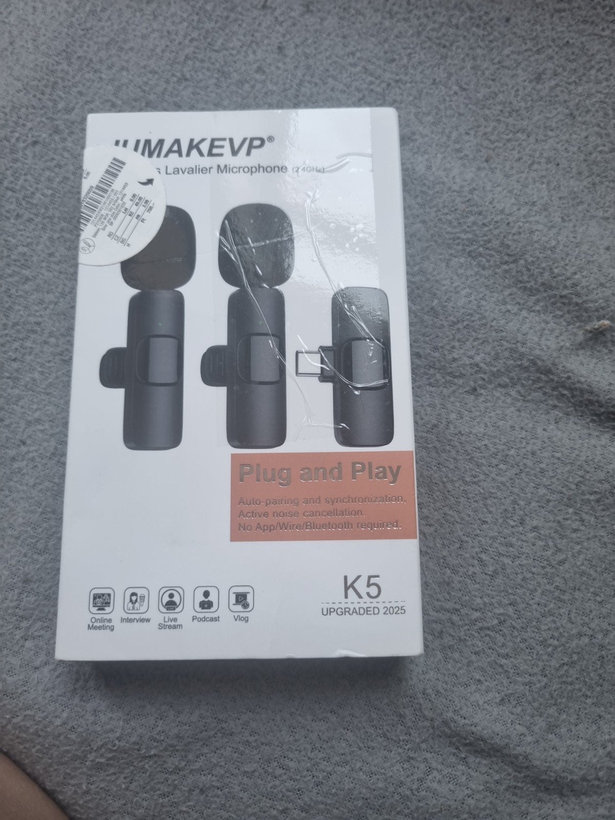 IMAKEVP K5 Draadloze Lavalier Microfoon - Plug & Play, Muziek en Instrumenten, Microfoons, Ophalen, Nieuw, Overige typen, Draadloos