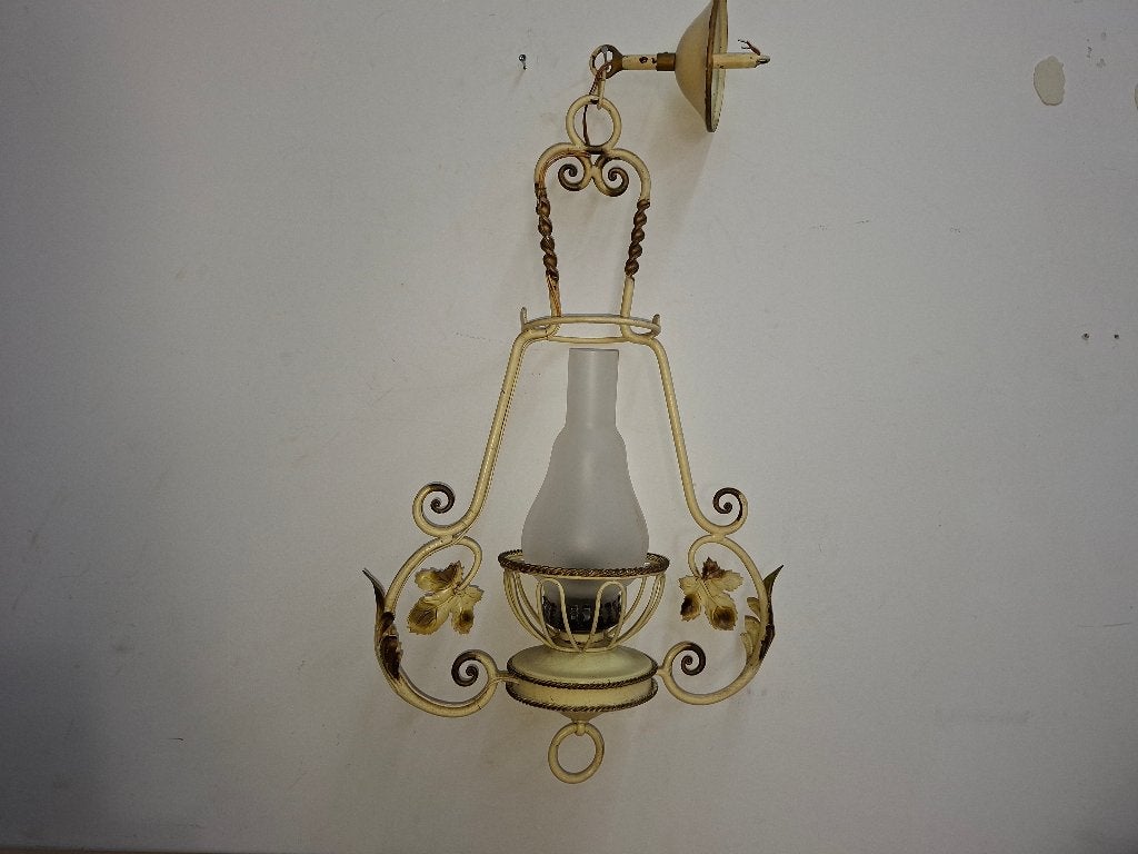vintage antieke gietijzeren hanglamp, Ophalen of Verzenden
