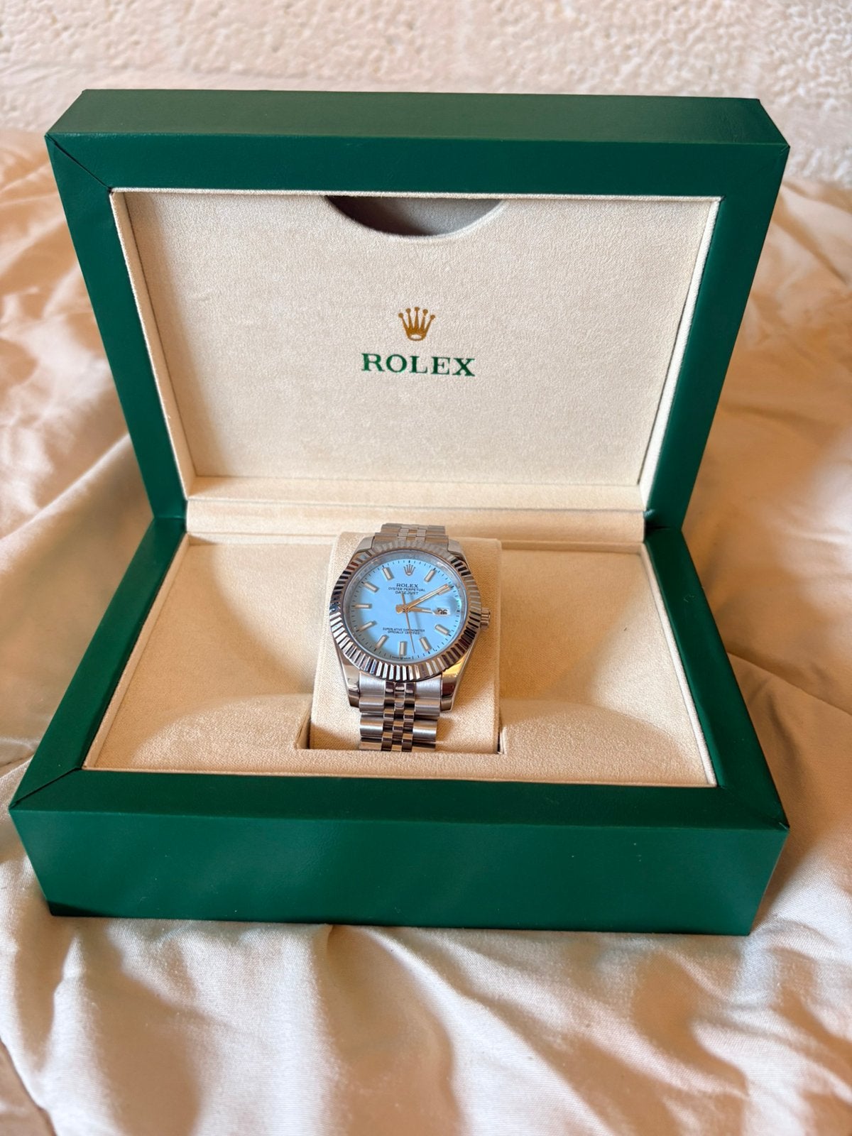 Rolex Datejust Zilver Diamant Blauw  (Dubbel Link), Staal, Rolex, Verzenden, Polshorloge