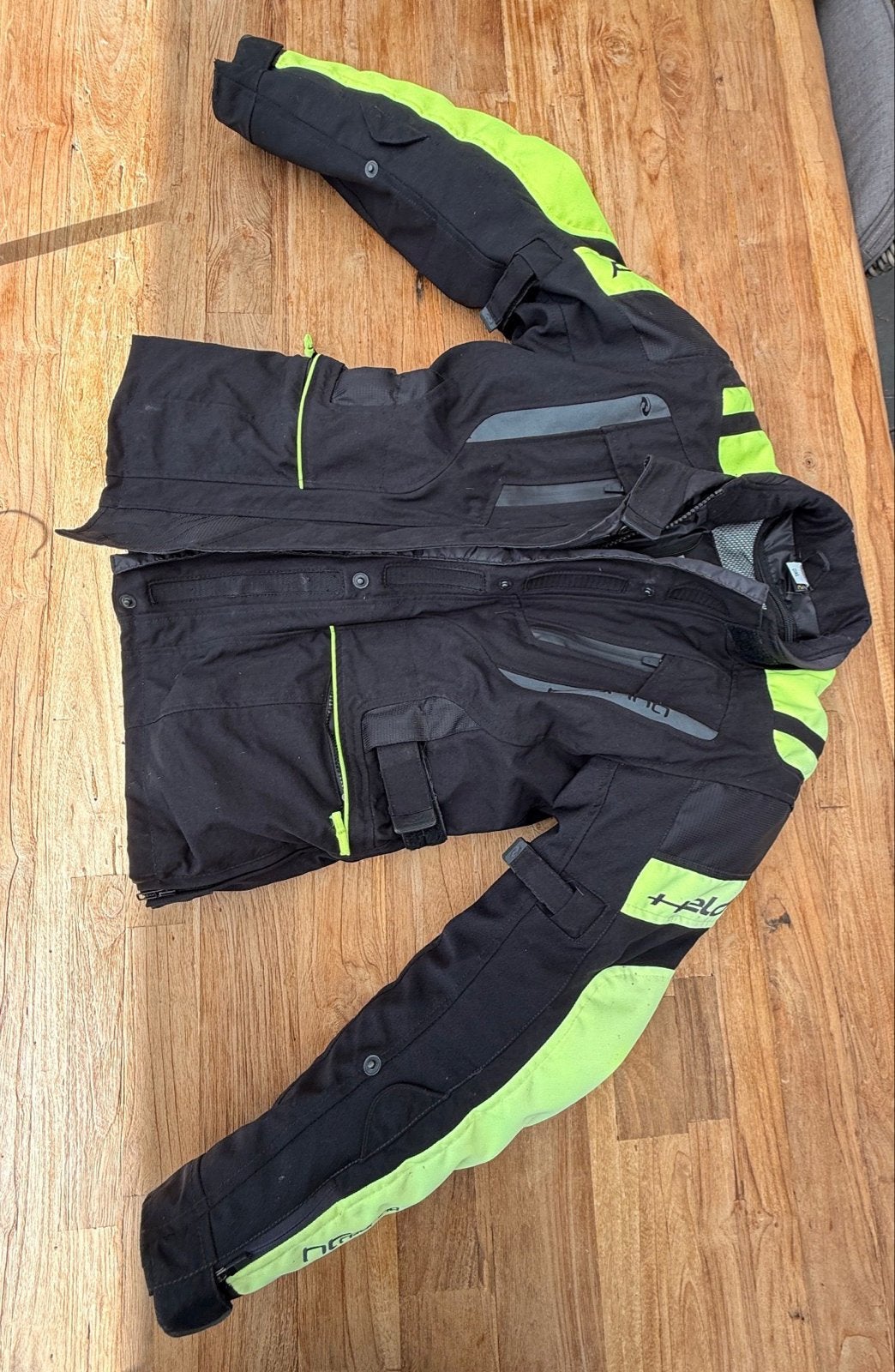 Held textiel motorjas zwart/neon geel maat DXL, Motoren, Ophalen, Tweedehands, Dames, Jas | textiel