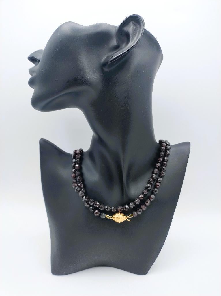Granaten ketting met gouden slot, 91 cm, Sieraden, Tassen en Uiterlijk, Antieke sieraden, Verzenden, Goud, Ketting