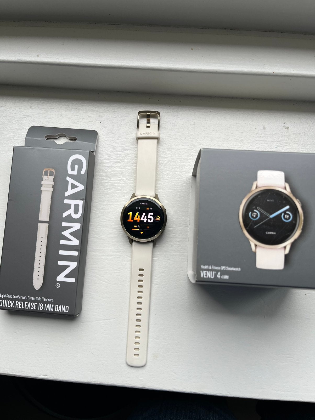 Garmin Venu 4 41mm 41 mm incl leren bandje TOP conditie, Stappen, Zwart, Ophalen of Verzenden, Zo goed als nieuw