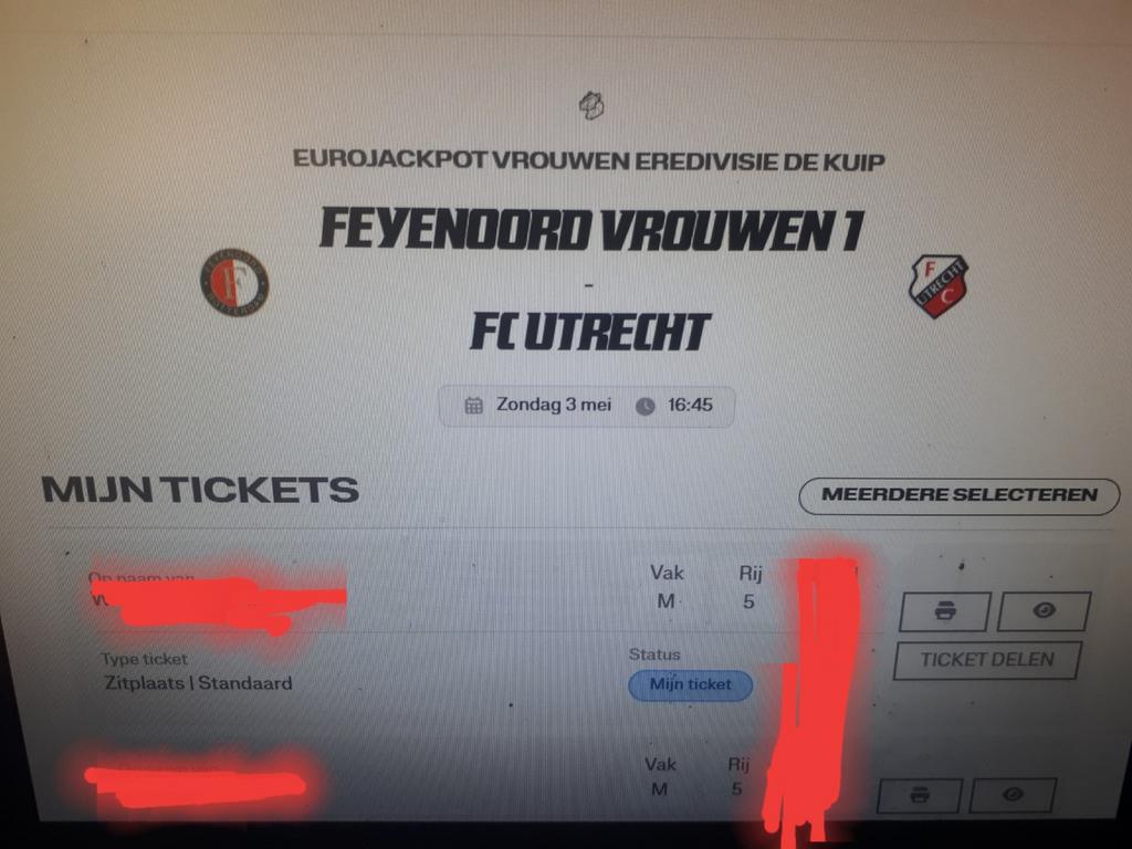 👍 6 kaarten Feyenoord (vrouwen) - fc utrecht, Tickets en Kaartjes, Twee personen