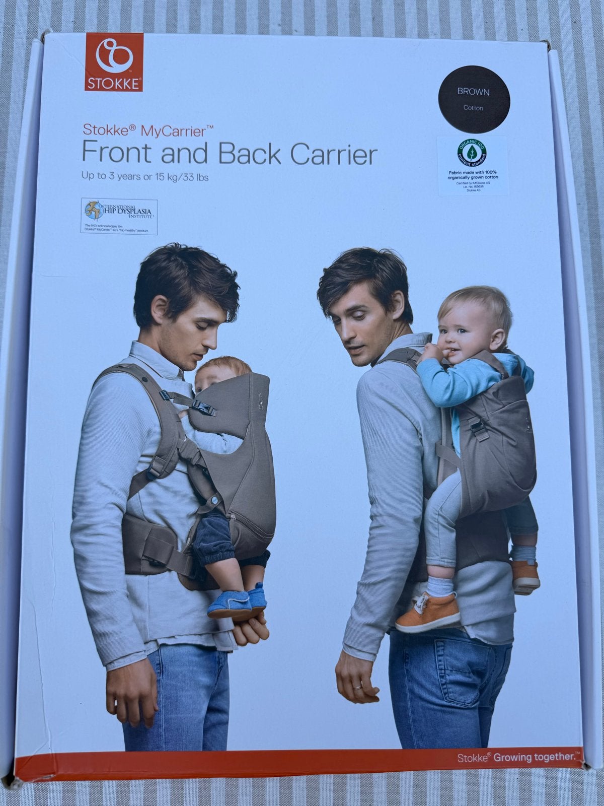 Stokke MyCarrier Draagzak - Voor en Rug - Bruin Katoen, Overige merken, Buik of Rug, Ophalen of Verzenden, Zo goed als nieuw