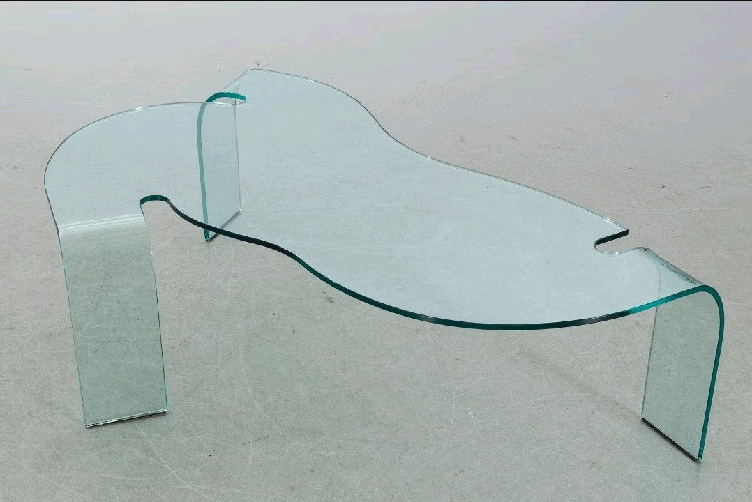 Fiam vintage glazen design salontafel Hans von Krier 1980's, Ophalen, Gebruikt, 100 tot 150 cm, Glas