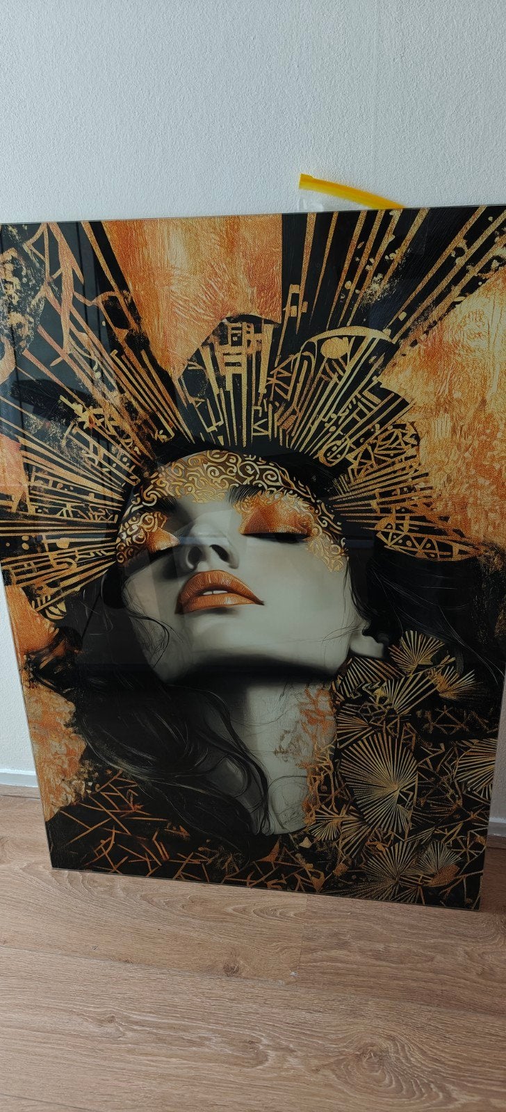 Glazen poster mosaic vrouw 70x100cm, Ophalen, Nieuw, 75 tot 100 cm, Foto of Poster