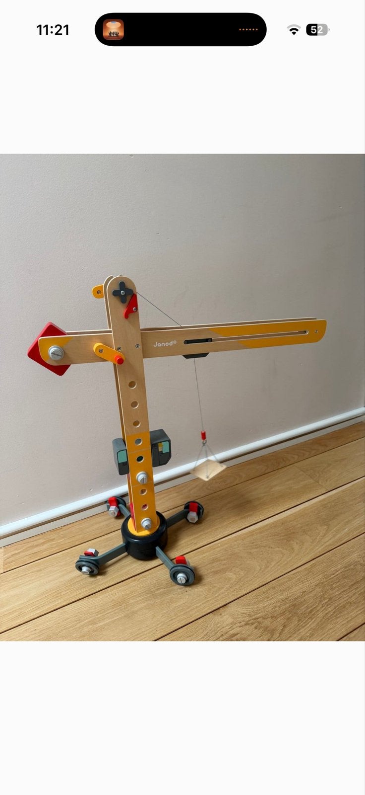Janod Houten Bouwkraan - Educatief Speelgoed, Ophalen, Zo goed als nieuw, Bouwen