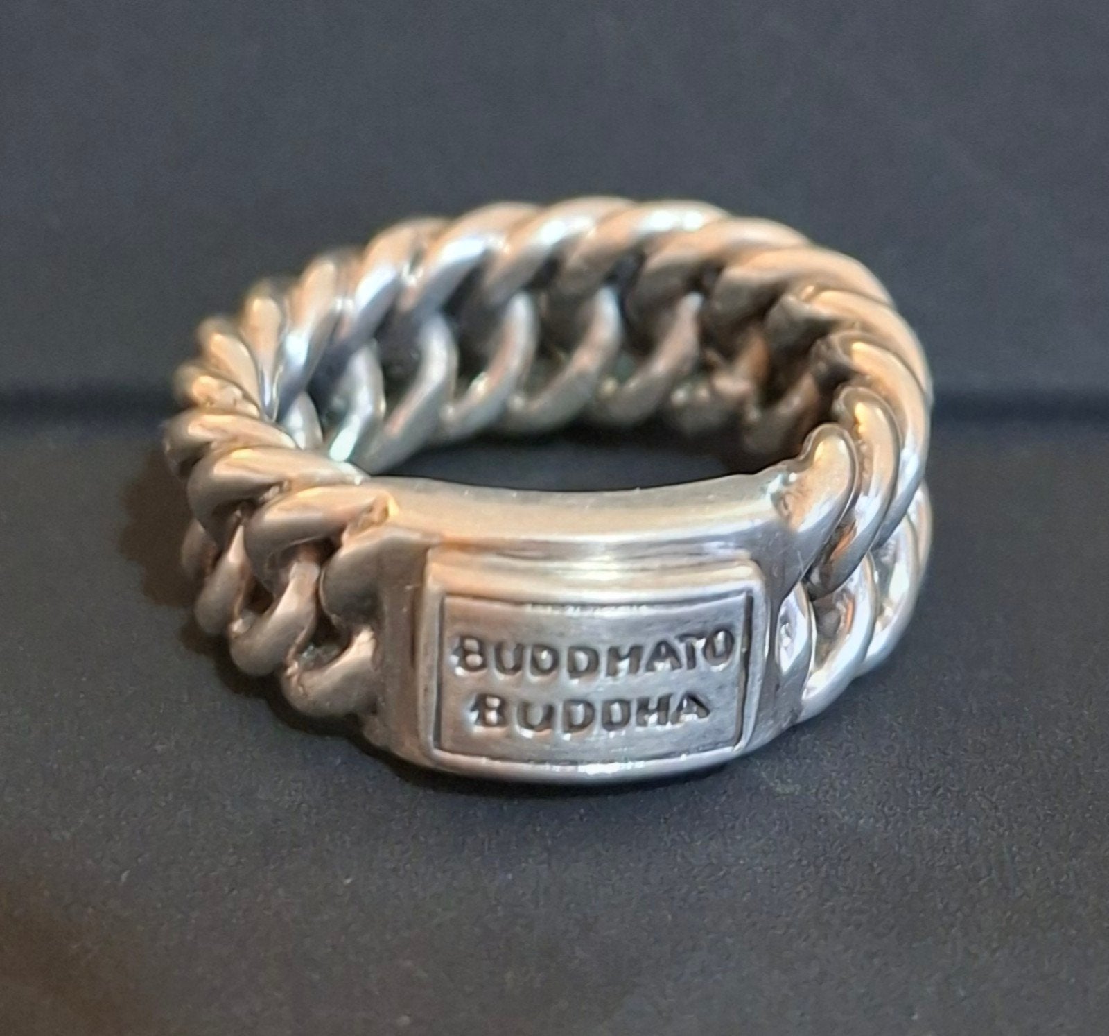 Zilveren Buddha to Buddha ring, Ophalen of Verzenden, Zo goed als nieuw, 17 tot 18, Dame of Heer