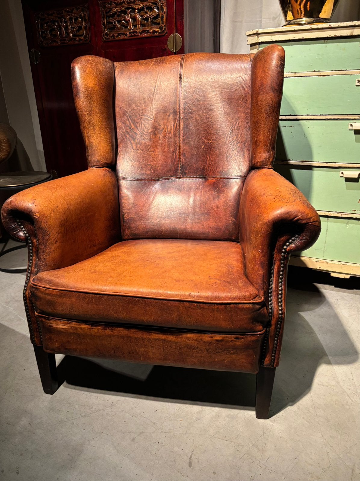 Oorfauteuil van Schapenleer Merk DNG, DNG, Gebruikt, Landelijk Chique, 50 tot 75 cm
